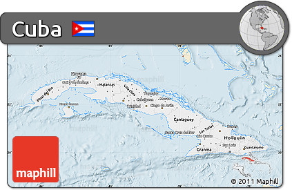 Classic Style Map of Cuba, single color outside