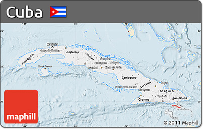 Classic Style Map of Cuba, single color outside