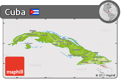 Physical Map of Cuba, cropped outside