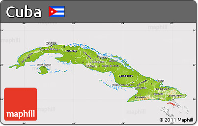 Physical Map of Cuba, cropped outside