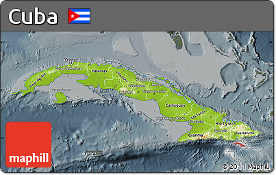 Physical Map of Cuba, darken, semi-desaturated