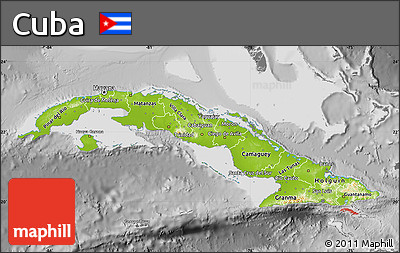 Physical Map of Cuba, desaturated