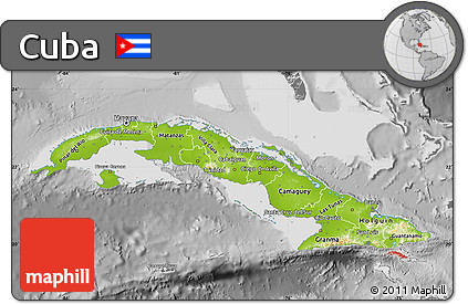 Physical Map of Cuba, desaturated