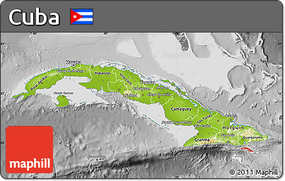 Physical Map of Cuba, desaturated