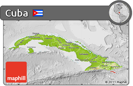 Physical Map of Cuba, lighten, desaturated