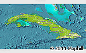 Physical Map of Cuba, satellite outside