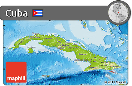 Physical Map of Cuba, satellite outside, shaded relief sea