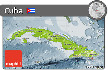 Physical Map of Cuba, semi-desaturated