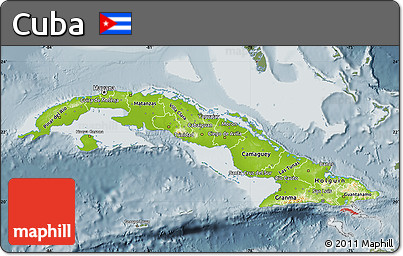 Physical Map of Cuba, semi-desaturated