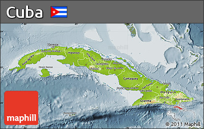 Physical Map of Cuba, semi-desaturated