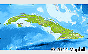 Physical Map of Cuba, single color outside, bathymetry sea