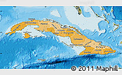 Political Shades Map of Cuba, satellite outside, bathymetry sea