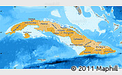 Political Shades Map of Cuba, semi-desaturated, land only