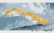 Political Shades Map of Cuba, semi-desaturated