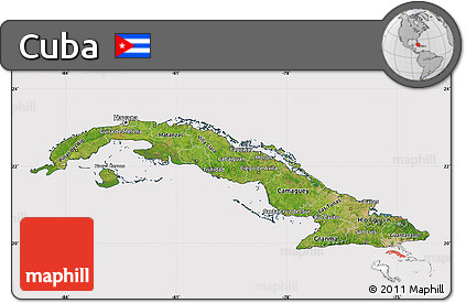 Satellite Map of Cuba, cropped outside
