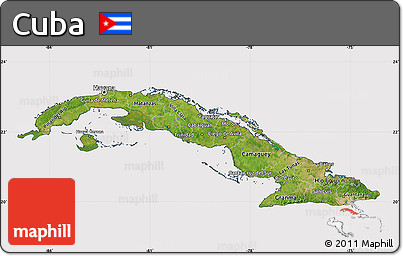 Satellite Map of Cuba, cropped outside