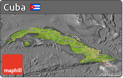 Satellite Map of Cuba, desaturated