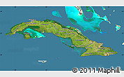 Satellite Map of Cuba, lighten, land only