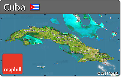 Satellite Map of Cuba, lighten, semi-desaturated, land only