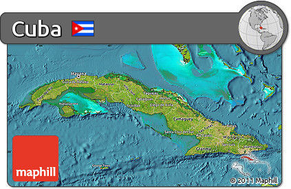 Satellite Map of Cuba, physical outside, satellite sea