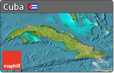 Satellite Map of Cuba, physical outside, satellite sea