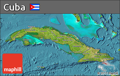 Satellite Map of Cuba, physical outside, satellite sea