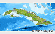 Satellite Map of Cuba, single color outside, bathymetry sea
