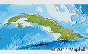 Satellite Map of Cuba, single color outside, shaded relief sea