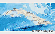 Shaded Relief Map of Cuba, single color outside, bathymetry sea, shaded relief sea