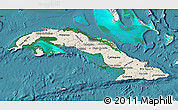 Shaded Relief Map of Cuba, single color outside, satellite sea