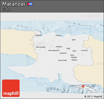 Classic Style 3D Map of Matanzas, single color outside