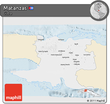 Classic Style 3D Map of Matanzas, single color outside