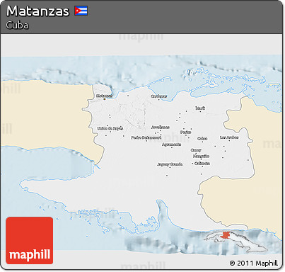 Classic Style 3D Map of Matanzas, single color outside