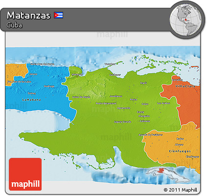Physical 3D Map of Matanzas, political outside