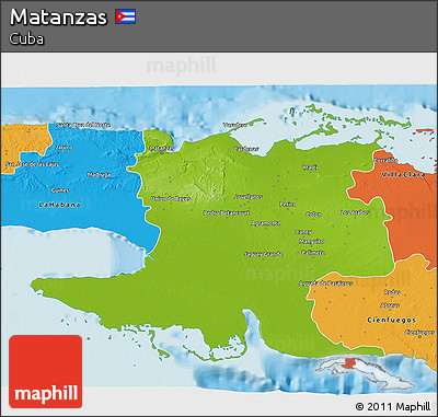 Physical 3D Map of Matanzas, political outside