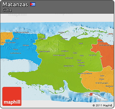 Physical 3D Map of Matanzas, political outside