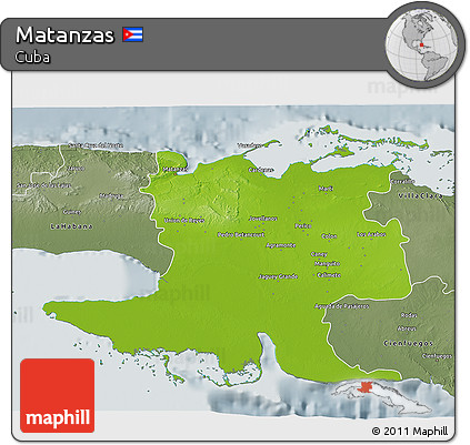 Physical 3D Map of Matanzas, semi-desaturated