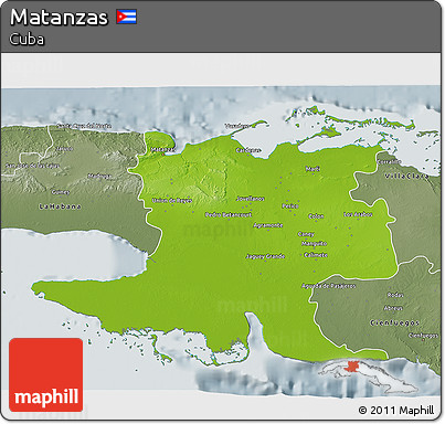 Physical 3D Map of Matanzas, semi-desaturated