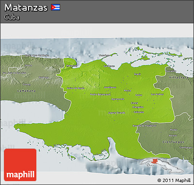 Physical 3D Map of Matanzas, semi-desaturated