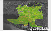 Satellite 3D Map of Matanzas, darken, desaturated