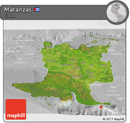 Satellite 3D Map of Matanzas, lighten, desaturated