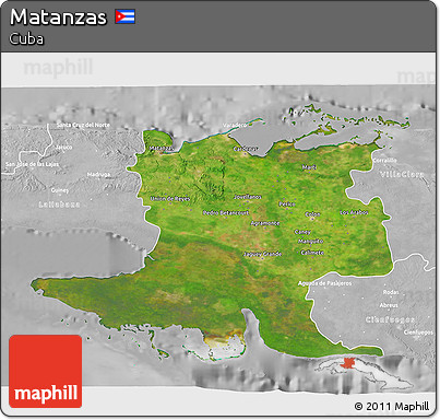 Satellite 3D Map of Matanzas, lighten, desaturated