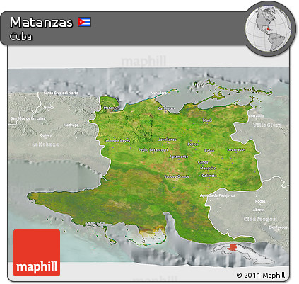 Satellite 3D Map of Matanzas, lighten, semi-desaturated