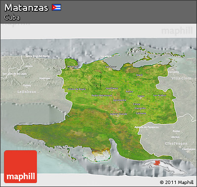 Satellite 3D Map of Matanzas, lighten, semi-desaturated
