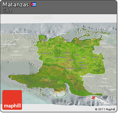 Satellite 3D Map of Matanzas, lighten, semi-desaturated
