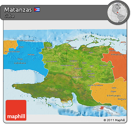 Satellite 3D Map of Matanzas, political outside