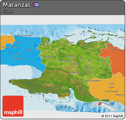 Satellite 3D Map of Matanzas, political outside