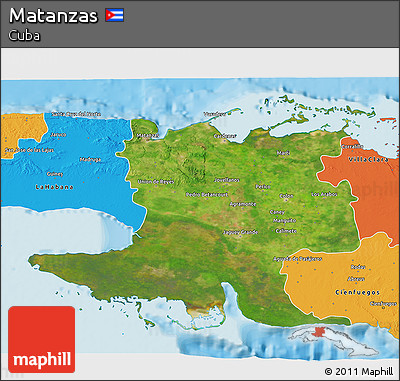 Satellite 3D Map of Matanzas, political outside