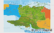 Satellite 3D Map of Matanzas, political outside