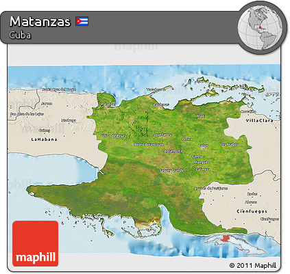 Satellite 3D Map of Matanzas, shaded relief outside
